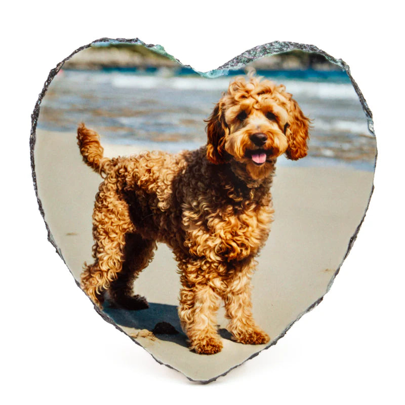 Personalised Heart Photo Slate 18x22cm - Custom Printed Gift UK