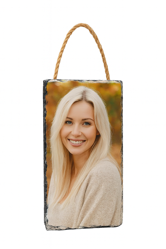 Personalised Hanging Photo Slate 14.5x29cm - Custom Printed Wall Art UK