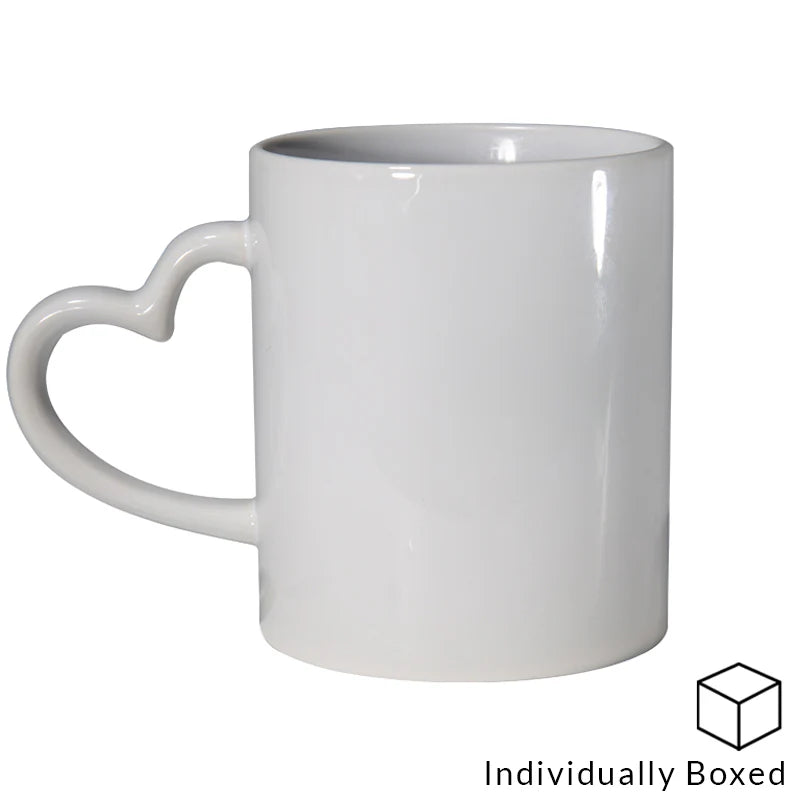 Personalised White Mug with Heart Handle - Custom Printed Photo Mug UK