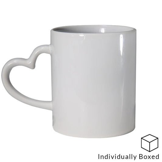 Personalised White Mug with Heart Handle - Custom Printed Photo Mug UK