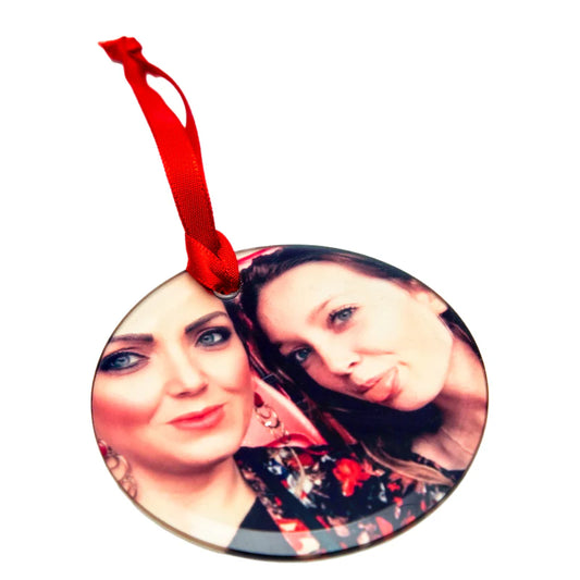 Personalised Glass Hanging Ornaments - Custom Printed Christmas Decorations UK