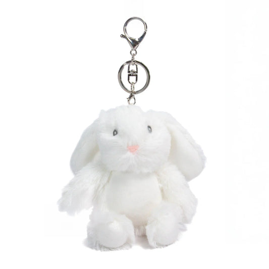 Personalised Plush Rabbit Keyrings - Custom Soft Toy Bag Charm UK