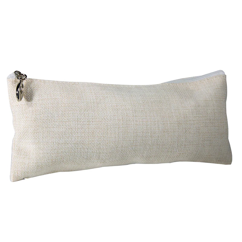Personalised Linen Pencil Case 10x24cm - Custom Printed Stationery Pouch UK