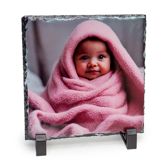 Personalised Square Photo Slate 14x14cm - Custom Printed Gift UK